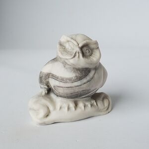 Vintage White & Gray Marblecraft Canada Owl Figurine